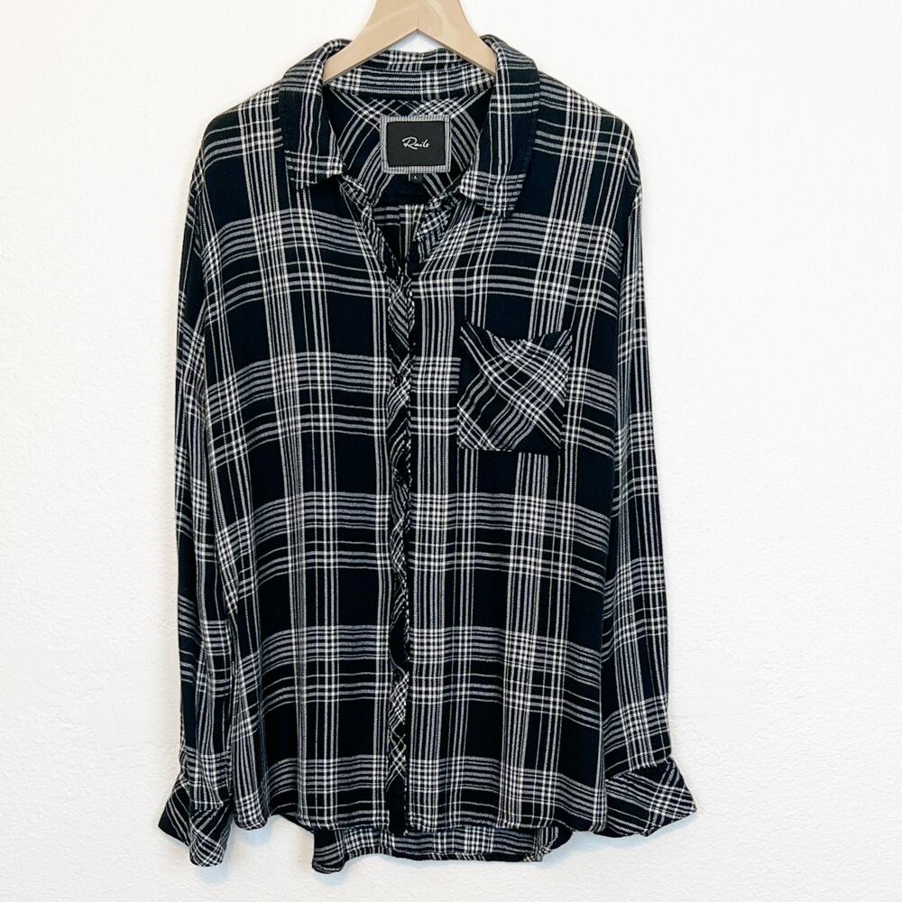 Rails Hunter Plaid Button Up Black Sky Ivory Large